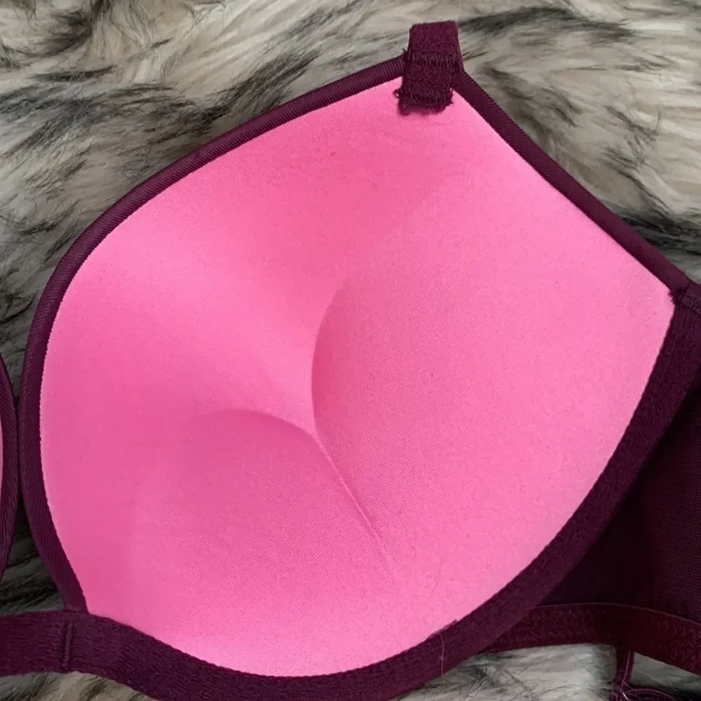 Victoria’s Secret PINK Wear Everywhere Super Push-Up Bra 34B Burgundy - Picture 9 of 12